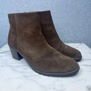 Lands End Women’s Heeled Boots Ankle Boots Brown Leather Suede size 9